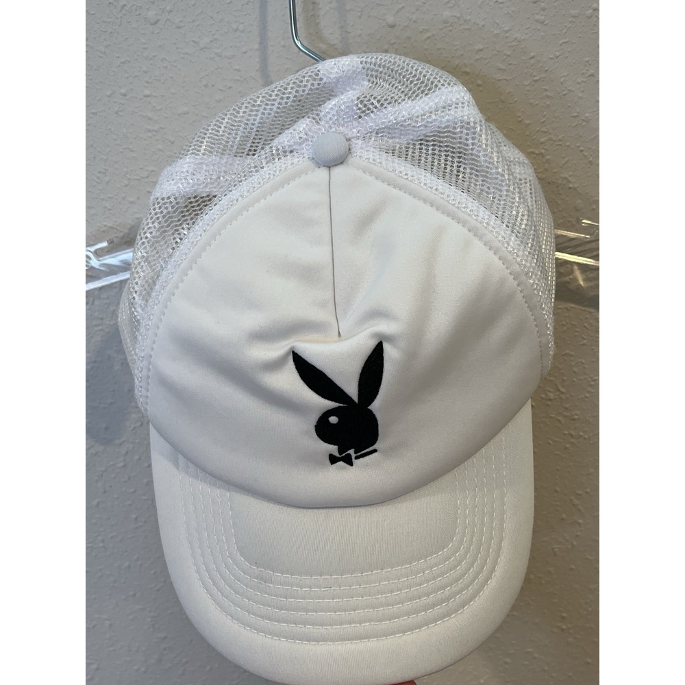 Playboy Hat White Snapback Adjustable Mesh‎ Back Embroidered Cap One Size